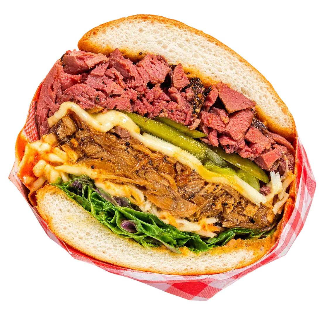 Hoagies smoked BBQ sandwich cross section
